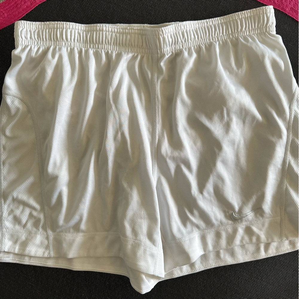 Nike Dry-Fit White Women’s Athletic Shorts with Elastic Drawstring Waist